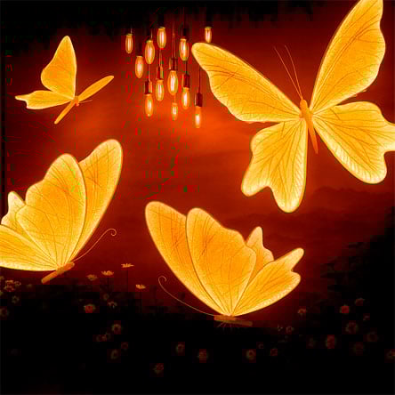 Borboleta natalina com led em metal dourada 80 cm