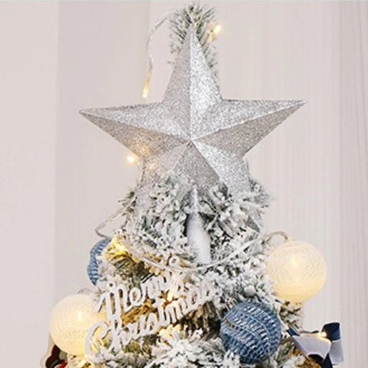 Árvore de Natal Azul e Branca com Veludo – Coberta de Neve, PVC DIY, Decoração Festiva