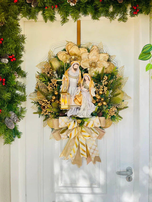 Guirlanda De Natal Sagrada Família C/ Led 65cm