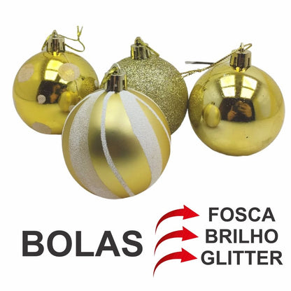 Kit 30 Bolas Enfeite de Natal Gliter Decoração
