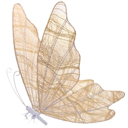 Borboleta natalina com led em metal dourada 80 cm