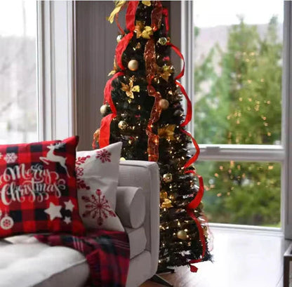 Para árvore de natal dobrável dobrável, fácil instalação, puxar para cima com decorações, luzes quentes, instalada rapidamente
