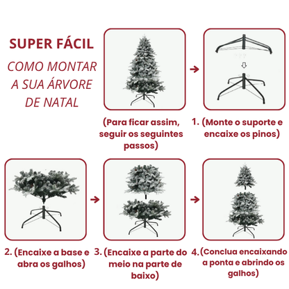 Árvore de Natal Nevada 2,10m de Altura - 1.286 Galhos - com luzes LED
