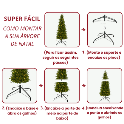 Árvore de Natal Nevada 180/210m - com Luzes LED Quentes e Multicoloridas