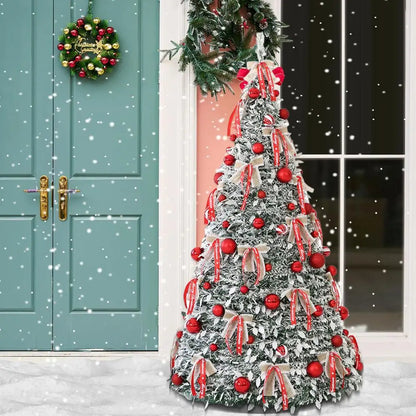 Para 1,5 m pop up árvore de natal árvore artificial telescópica com decorações decoração dobrável