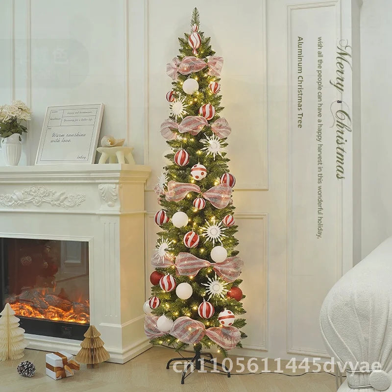 Árvore de Natal Artificial Dobrável – Design Lápis Luminoso com PVC para Decoração Festiva