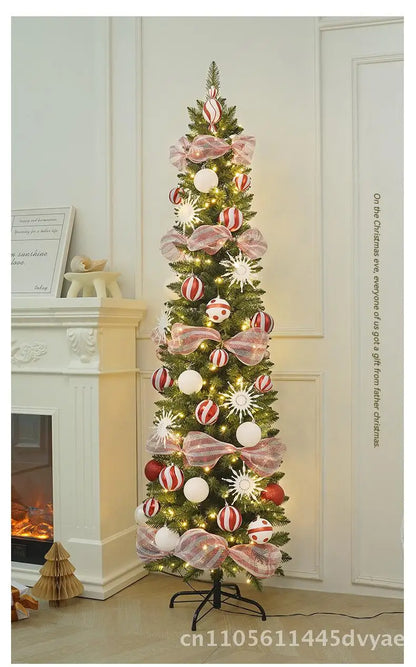 Árvore de Natal Artificial Dobrável – Design Lápis Luminoso com PVC para Decoração Festiva