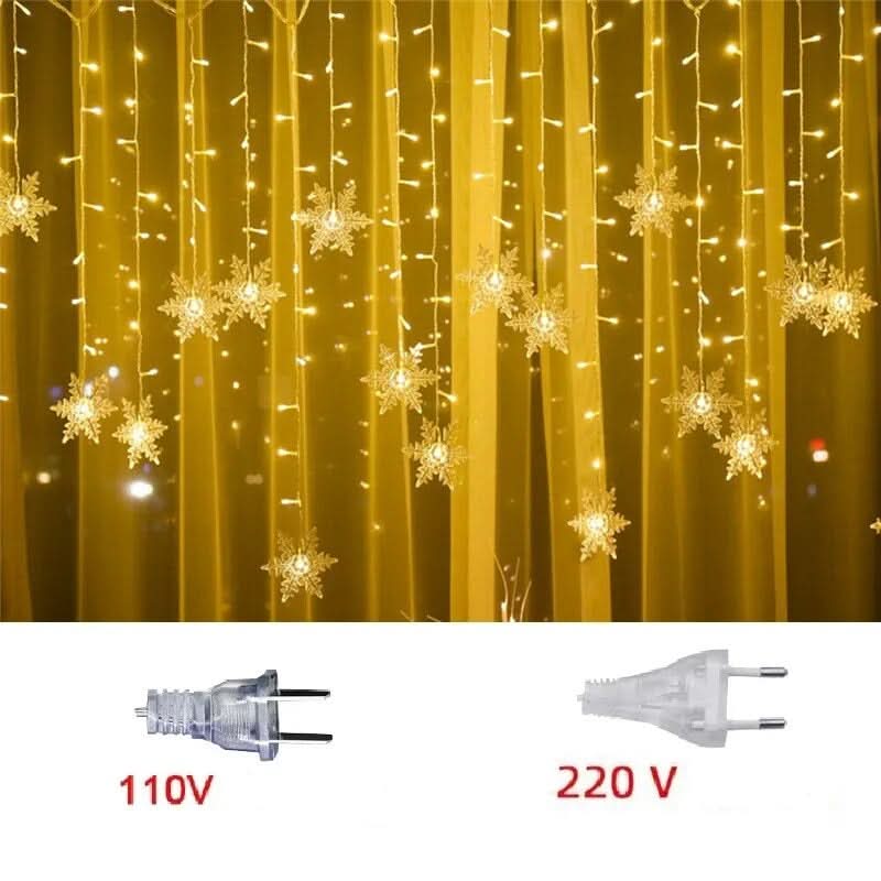 Luzes em LED Modelo Cortina Decoração de Natal Flocos de Neve – Imperio Natalino