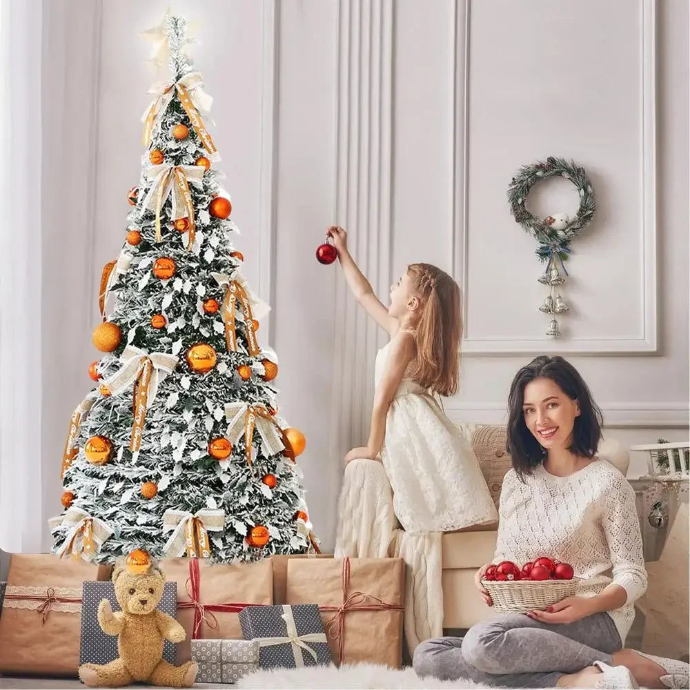 Para nova árvore de natal dobrável retrátil fácil de montar com arcos e bolas decoração do feriado de natal