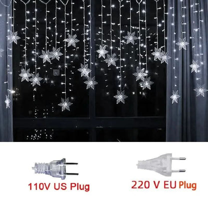Luzes em LED Modelo Cortina Decoração de Natal Flocos de Neve – Imperio Natalino