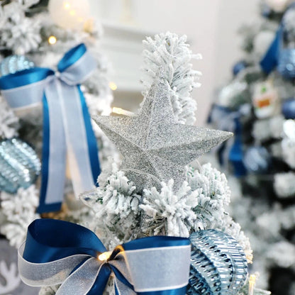 Árvore de Natal Azul e Branca com Veludo – Coberta de Neve, PVC DIY, Decoração Festiva