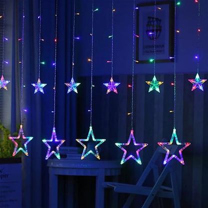 3,5M 138 LEDs Cordão de Luzes Estilo Gelo com Estrelas – Cortina de Luzes Fadas para Natal, Casamento, Casa, Festa de Aniversário e Decoração
