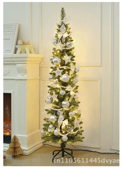 Árvore de Natal Artificial Dobrável – Design Lápis Luminoso com PVC para Decoração Festiva