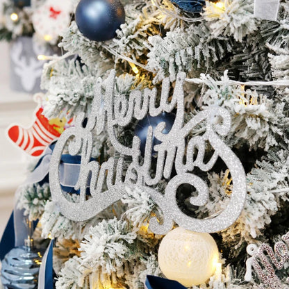 Árvore de Natal Azul e Branca com Veludo – Coberta de Neve, PVC DIY, Decoração Festiva