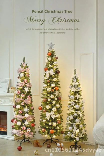 Árvore de Natal Artificial Dobrável – Design Lápis Luminoso com PVC para Decoração Festiva