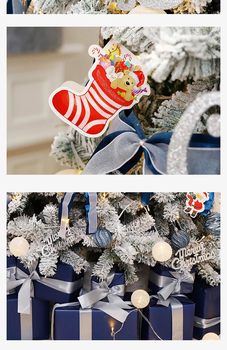 Árvore de Natal Azul e Branca com Veludo – Coberta de Neve, PVC DIY, Decoração Festiva