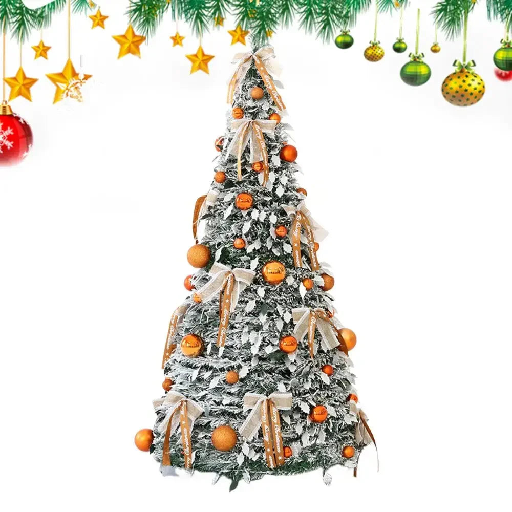 Para nova árvore de natal dobrável retrátil fácil de montar com arcos e bolas decoração do feriado de natal