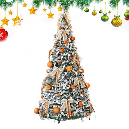 Para nova árvore de natal dobrável retrátil fácil de montar com arcos e bolas decoração do feriado de natal