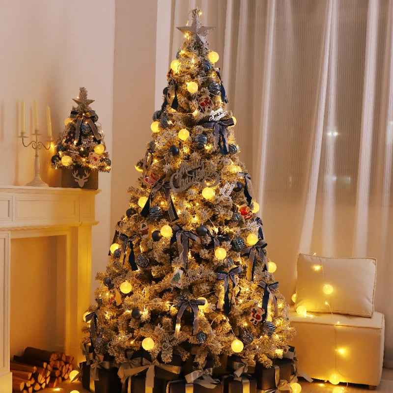 Árvore de Natal Azul e Branca com Veludo – Coberta de Neve, PVC DIY, Decoração Festiva