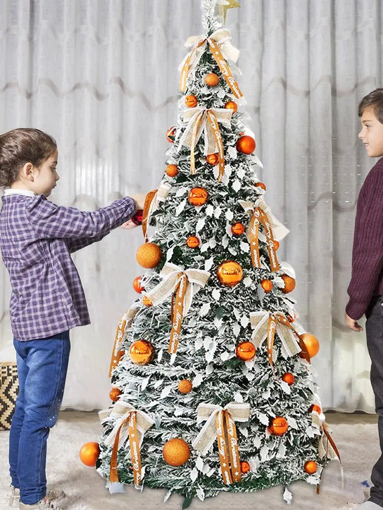 Para nova árvore de natal dobrável retrátil fácil de montar com arcos e bolas decoração do feriado de natal
