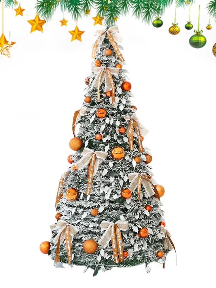 Para nova árvore de natal dobrável retrátil fácil de montar com arcos e bolas decoração do feriado de natal