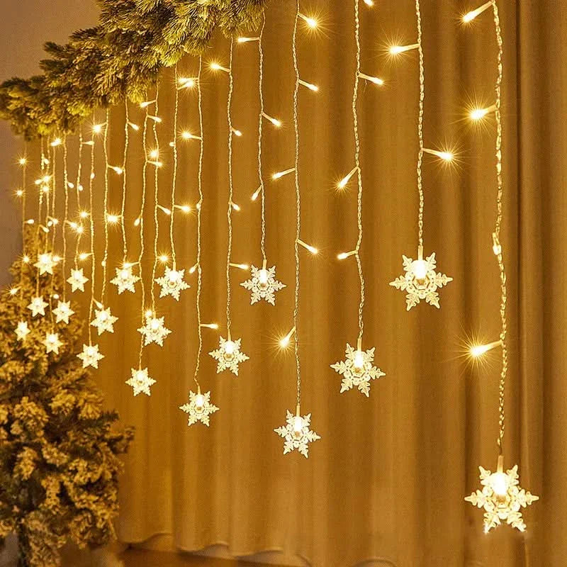 Luzes em LED Modelo Cortina Decoração de Natal Flocos de Neve – Imperio Natalino