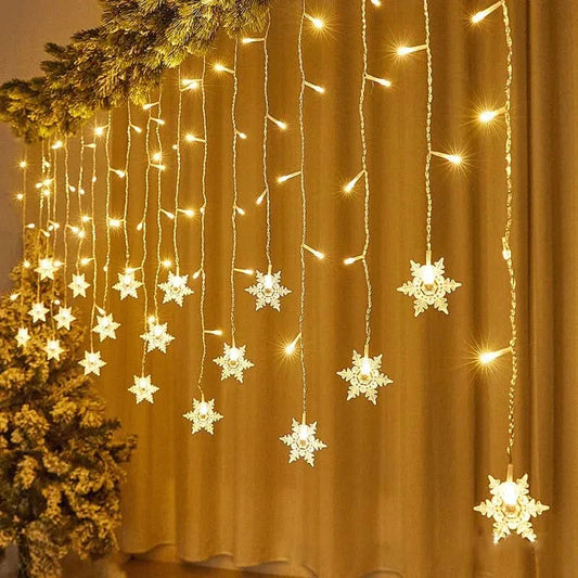 Luzes em LED Modelo Cortina Decoração de Natal Flocos de Neve – Imperio Natalino