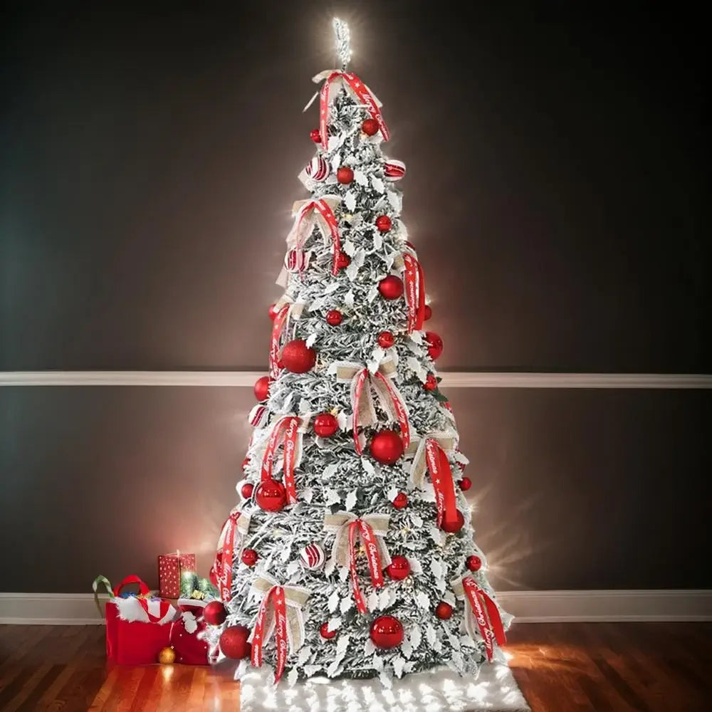 Para 1,5 m pop up árvore de natal árvore artificial telescópica com decorações decoração dobrável