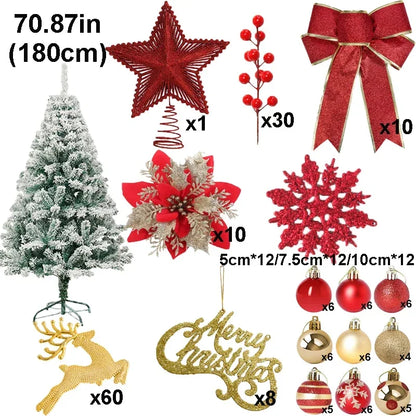 Para 90/120/150/180cm conjunto de decoração de árvore de natal branco ornamentos de árvores de natal neve festa de ano novo feriado ao ar livre casa