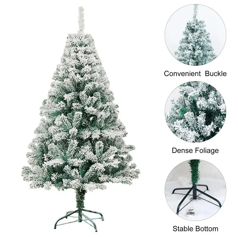 Para 90/120/150/180cm conjunto de decoração de árvore de natal branco ornamentos de árvores de natal neve festa de ano novo feriado ao ar livre casa