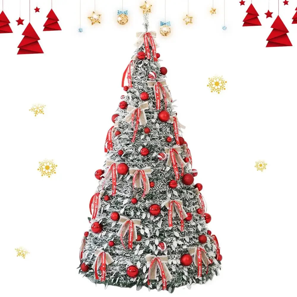 Para 1,5 m pop up árvore de natal árvore artificial telescópica com decorações decoração dobrável