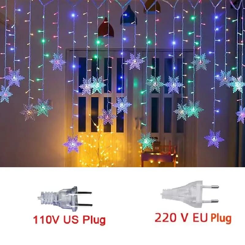 Luzes em LED Modelo Cortina Decoração de Natal Flocos de Neve – Imperio Natalino