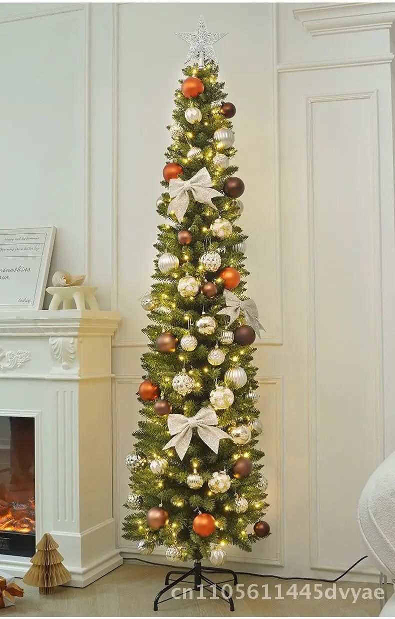 Árvore de Natal Artificial Dobrável – Design Lápis Luminoso com PVC para Decoração Festiva