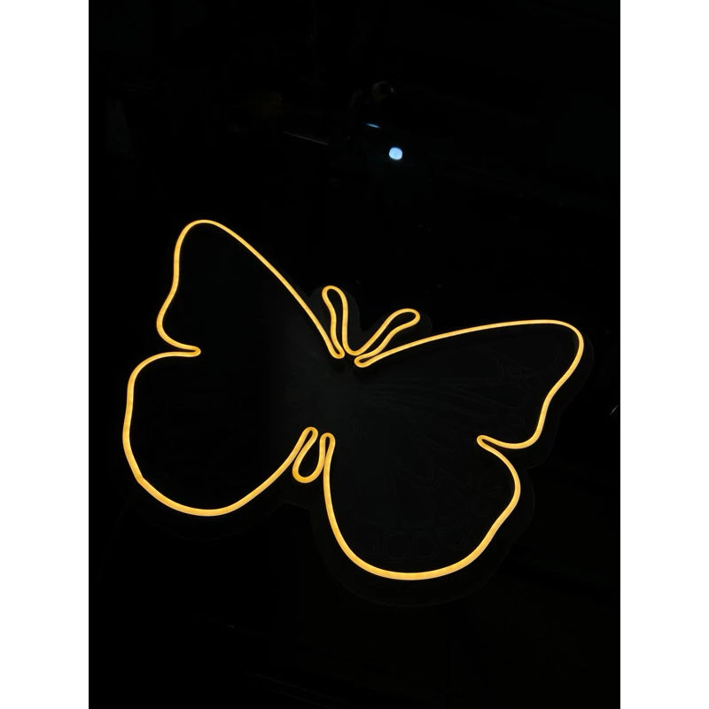Borboleta led neon 3d 50x35cm em acrilico