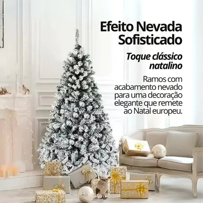 Árvore Natal 2,40m Pinheiro Nevada Luxo 1500 Galhos Cheia