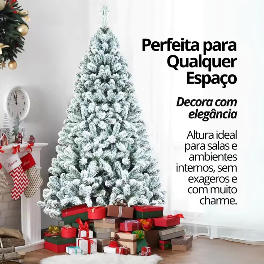 Árvore Natal 2,40m Pinheiro Nevada Luxo 1500 Galhos Cheia