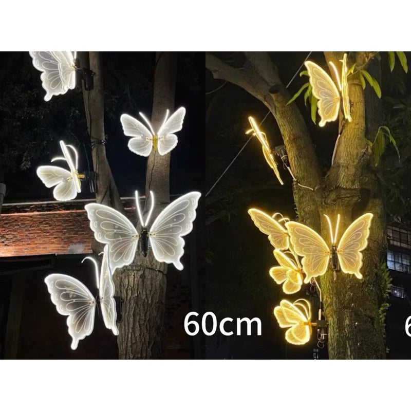 Borboleta Led Com Movimento Com Haste Para Área Externa - Unitária