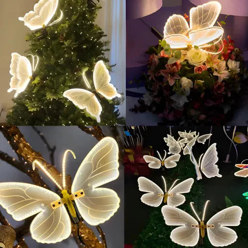Borboleta Led E Movimento Com Suporte Decoração Árvore De Natal Eventos Festas