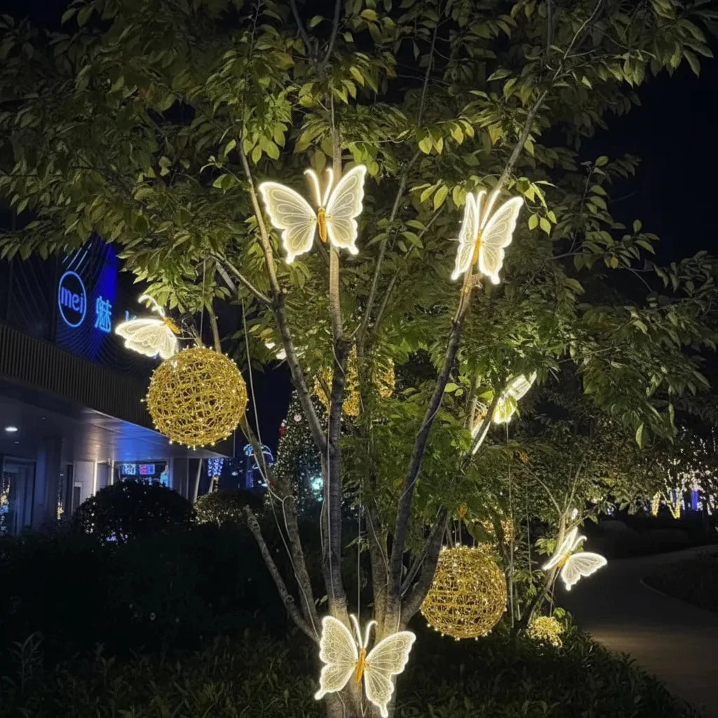 Borboleta Led E Movimento Com Suporte Decoração Árvore De Natal Eventos Festas