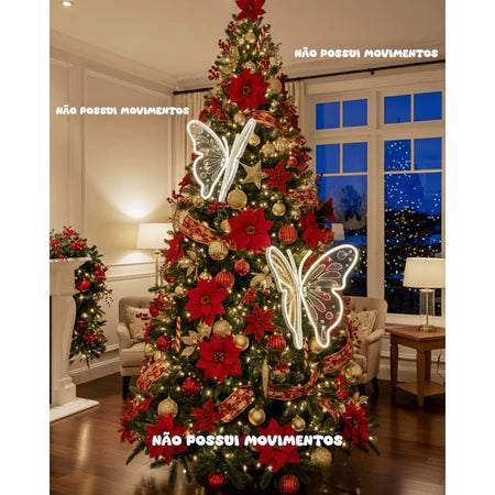 Borboletas de Led para Arvore de Natal Sem Movimentos - Decoração de natal e festa