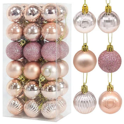 Decoração De Natal / 4cm 36 Peças Bolas Coloridas De Natal Com Glitter