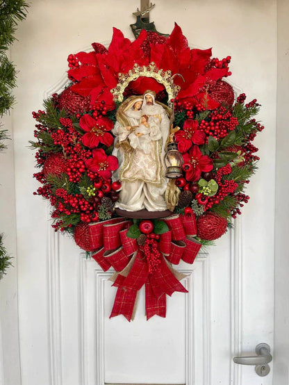 Guirlanda De Natal Sagrada Família C/ Led 65cm Verm