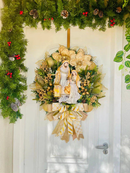 Guirlanda De Natal Sagrada Família C/ Led 65cm