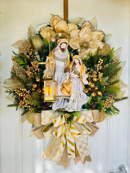 Guirlanda De Natal Sagrada Família C/ Led 65cm