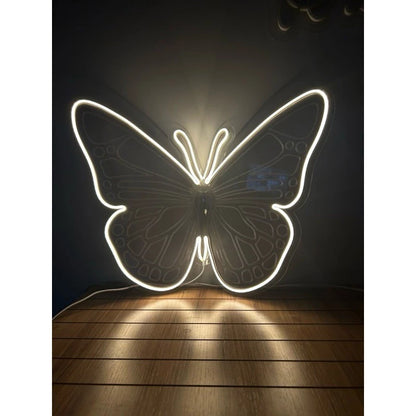 Borboleta led neon 3d 50x35cm em acrilico
